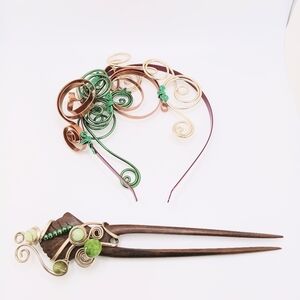 Artisan Susana Madrigal Garcia Copper Handmade 2PC Bridal Hair Headband Set RARE